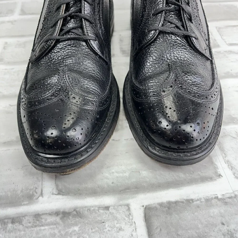 Hanover Vintage Sheppard LB Signatures Black Pebble Leather Wingtip Oxfords 9.5